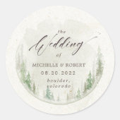 水エレガント素朴色の松 ラウンドシール (正面)