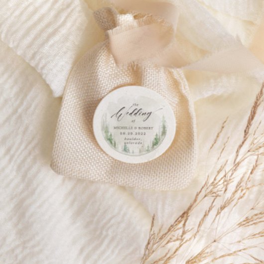 水エレガント素朴色の松 ラウンドシール