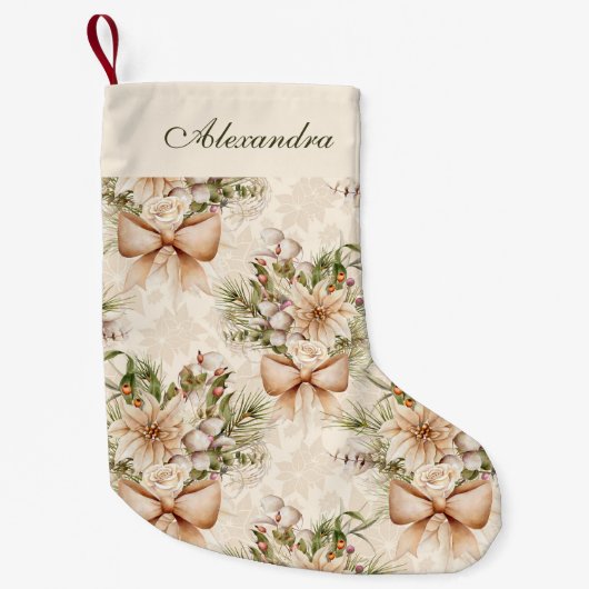 水エレガント素朴色の植物性クリスマス スモールクリスマスストッキング (正面)