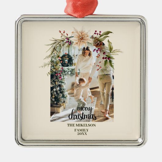 水エレガント素朴色の植物性クリスマス メタルオーナメント (正面)