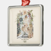 水エレガント素朴色の植物性クリスマス メタルオーナメント (左)