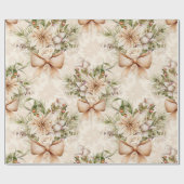 水エレガント素朴色の植物性クリスマス ラッピングペーパー (フラット)