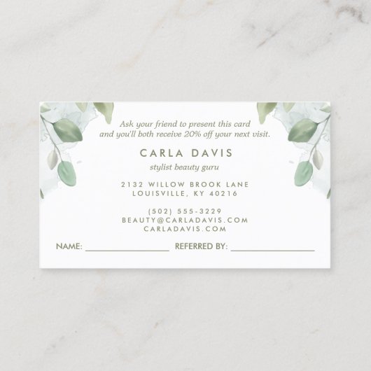 水エレガント素朴色の緑の離れ 紹介カード (裏面)