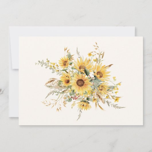 水エレガント素朴色ひまわりフローラ ノートカード (裏面)