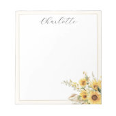 水エレガント素朴色ひまわりフローラ ノートパッド (正面)