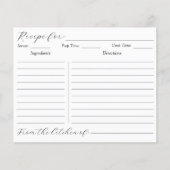 水エレガント素朴色ひまわりレシピカード (正面)