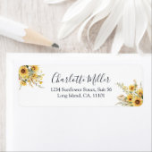 水エレガント素朴色ひまわり差出人住所 ラベル (インサイチュ)