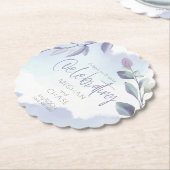 水エレガント素朴色アクア薄紫葉ズ ペーパーコースター (アングル)