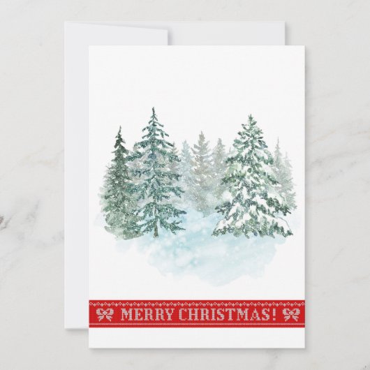 水エレガント素朴色クリスマスツリーホリデイ シーズンカード (正面)