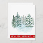 水エレガント素朴色クリスマスツリーホリデイ シーズンカード (正面/裏面)
