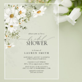 水エレガント素朴色デイジーブライダルシャワー アクリル招待状