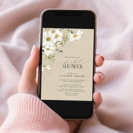 水エレガント素朴色デイジーブライダルシャワー 招待状