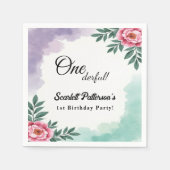 水エレガント素朴色フローラ保保1歳の誕生日 スタンダードカクテルナプキン (正面)