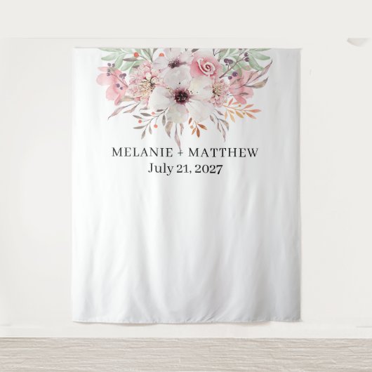 水エレガント素朴色フローラ結婚の背景 タペストリー (正面)