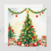 水エレガント素朴色メリークリスマスツリー シーズンカード (正面/裏面)