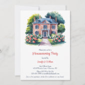 水エレガント素朴色引っ越し祝いパーティーパーティー 招待状 (正面)