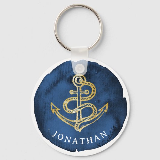 水エレガント色いかり名航海のネイビーブルー キーホルダー (正面)