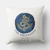 水エレガント色いかり名航海のネイビーブルー クッション (裏面)