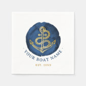 水エレガント色いかり名航海のネイビーブルー スタンダードカクテルナプキン (正面)