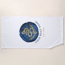 水エレガント色いかり名航海のネイビーブルー ビーチタオル