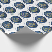 水エレガント色いかり名航海のネイビーブルー ラッピングペーパー (角)