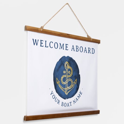 水エレガント色いかり名航海のネイビーブルー 吊り下げ型タペストリー (傾斜あり)