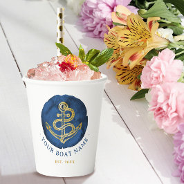 水エレガント色いかり名航海のネイビーブルー 紙コップ