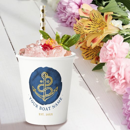 水エレガント色いかり名航海のネイビーブルー 紙コップ