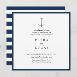 水エレガント色いかり結婚 招待状