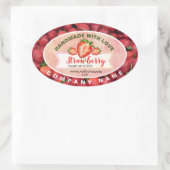 水エレガント色いちごジャム四角ステッカー 楕円形シール (バッグ)