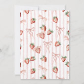 水エレガント色いちご少女1歳の誕生日 招待状 (裏面)