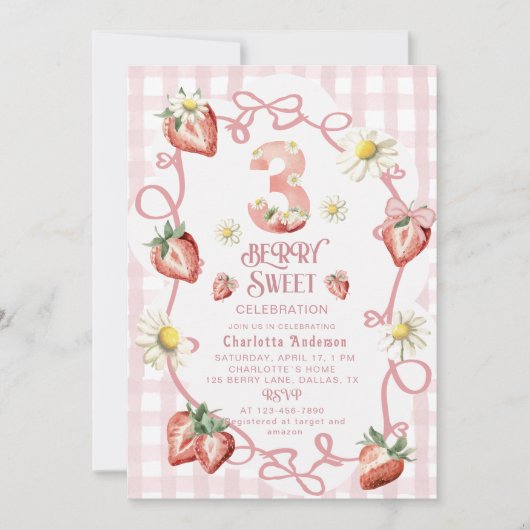 水エレガント色いちごbiFlatホリデーカード シーズンカード (正面)