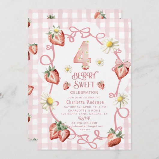 水エレガント色いちごbiFlatホリデーカード シーズンカード (正面/裏面)