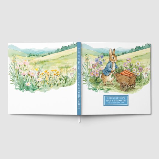 水エレガント色うさぎ赤ちゃんシャワーゲストブック ゲストブック (全面)