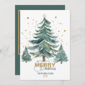 水エレガント色お洒落クリスマスツリーカード シーズンカード (正面/裏面)