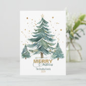 水エレガント色お洒落クリスマスツリーカード シーズンカード (スタンド正面)