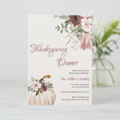 水エレガント色かぼちゃ感謝祭ディナー 招待状 (スタンド正面)