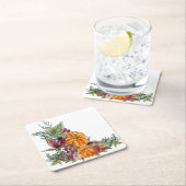 水エレガント色かぼちゃ紅葉の花 スクエアペーパーコースター (インサイチュ)