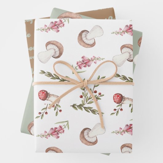 水エレガント色きのこ赤ちゃんシャワー ラッピングペーパーシート (インサイチュ)