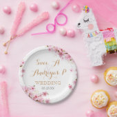 水エレガント色さくらんぼブロッサム春の結婚式 ペーパープレート (パーティー)