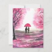 水エレガント色さくらんぼブロッサム桜結婚 出欠カード (裏面)