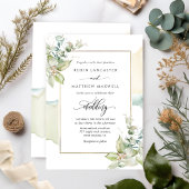 水エレガント色と緑のユーカリ結婚ス 招待状