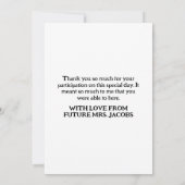 水エレガント色のケ結婚ーキブライダルシャワー サンキューカード (裏面)