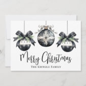 水エレガント色のシンプル白黒 シーズンカード (正面)