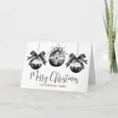 水エレガント色のシンプル白黒 シーズンカード (正面)