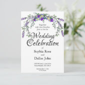 水エレガント色のスミレとラベンダー結婚ズ 招待状 (スタンド正面)