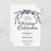 水エレガント色のスミレとラベンダー結婚ズ 招待状 (正面/裏面)