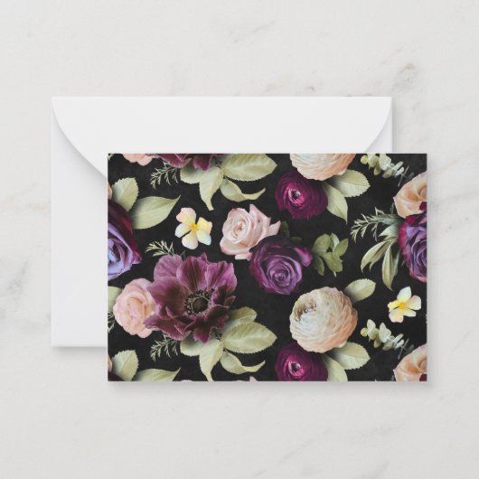 水エレガント色のタペストリ感謝していの花はBrid ノートカード (裏面)