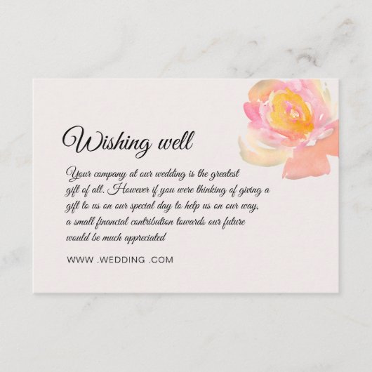 水エレガント色のバラ結婚ズウィングウェルEncl エンクロージャーカード (正面)