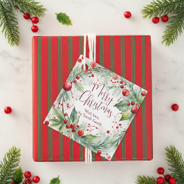 水エレガント色のベリーと松のクリスマス フェイバータグ